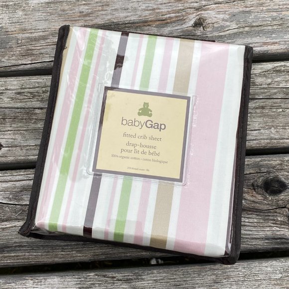 Baby GAP Organic Cotton Stripes Fitted Crib Sheet - Picture 1 of 12